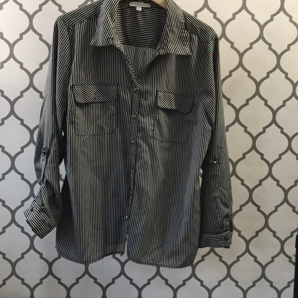 Notations Black And Whit me Pinstripe Blouse